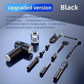 120000PA High Power Wireless Handheld Car Vacuum Cleaner with Digital Display and LED Lighting - Perfect for Cleaning Keyboard Computer Case and Desktop