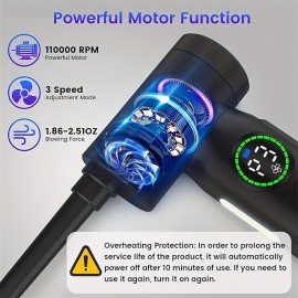 Compressed Air Duster 50000 RPM Keyboard Cleaner For Office 2 Adjustable Speed Electric Air Dusters Good Replacement For Compressed Air Can 6000 MAh Rechargeable Electric Duster For Deep Cleaning