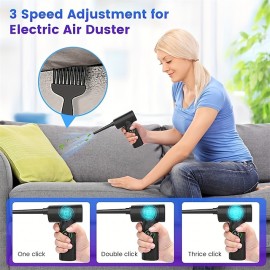 Compressed Air Duster 50000 RPM Keyboard Cleaner For Office 2 Adjustable Speed Electric Air Dusters Good Replacement For Compressed Air Can 6000 MAh Rechargeable Electric Duster For Deep Cleaning