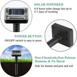 Ultrasonic Solar Pest Repeller Motion Sensor Repellent Waterproof Garden Farm Animals Insect Mole Birds Snake
