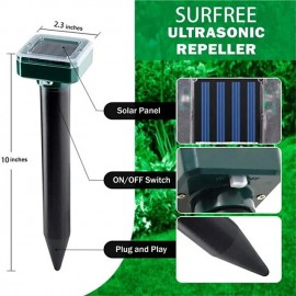 Ultrasonic Solar Pest Repeller Motion Sensor Repellent Waterproof Garden Farm Animals Insect Mole Birds Snake
