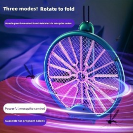 Foldable Electric Mosquito Swatter Radiation-Free Rechargeable Lithium Battery Powerful Mosquito Killer Lamp Four-in-One Mosquito Killer Household Mosquito Killer Tool
