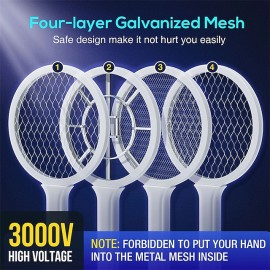 Professional Mosquito Killer Bat USB Rechargeable Electric Racket Kills Mosquitoes Insect Moth Fly Repellent Bug Zapper for Home
