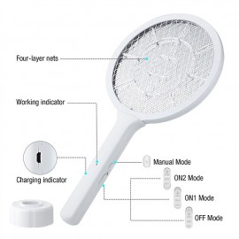 Professional Mosquito Killer Bat USB Rechargeable Electric Racket Kills Mosquitoes Insect Moth Fly Repellent Bug Zapper for Home
