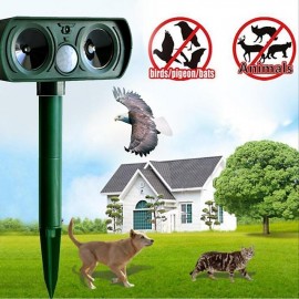2pcs Outdoor Solar Ultrasonic Pest Repeller Animal Bird Cat Dog Repellent Lamp Outdoor Patio Garden Pest Deterrent
