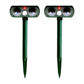 2pcs Outdoor Solar Ultrasonic Pest Repeller Animal Bird Cat Dog Repellent Lamp Outdoor Patio Garden Pest Deterrent
