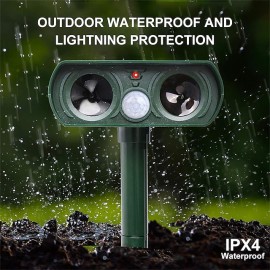 2pcs Outdoor Solar Ultrasonic Pest Repeller Animal Bird Cat Dog Repellent Lamp Outdoor Patio Garden Pest Deterrent
