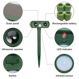 2pcs Outdoor Solar Ultrasonic Pest Repeller Animal Bird Cat Dog Repellent Lamp Outdoor Patio Garden Pest Deterrent

