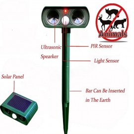 2pcs Outdoor Solar Ultrasonic Pest Repeller Animal Bird Cat Dog Repellent Lamp Outdoor Patio Garden Pest Deterrent
