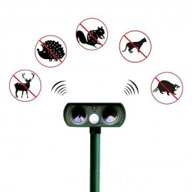 2pcs Outdoor Solar Ultrasonic Pest Repeller Animal Bird Cat Dog Repellent Lamp Outdoor Patio Garden Pest Deterrent
