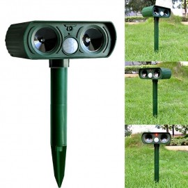 2pcs Outdoor Solar Ultrasonic Pest Repeller Animal Bird Cat Dog Repellent Lamp Outdoor Patio Garden Pest Deterrent
