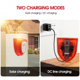 129db Sensor Warning Light 6LED Solar Alarm Security Alarm DC Charging Solar Alarm Red Light Motion For Farm
