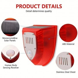 129db Sensor Warning Light 6LED Solar Alarm Security Alarm DC Charging Solar Alarm Red Light Motion For Farm