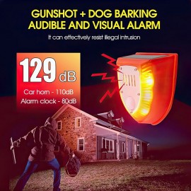 129db Sensor Warning Light 6LED Solar Alarm Security Alarm DC Charging Solar Alarm Red Light Motion For Farm