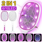 3000V Electric Flies Swatter Killer with UV Light USB Rechargeable LED Lamp Summer Mosquito Trap Racket Anti Insect Bug Zapper

