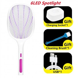 3000V Electric Flies Swatter Killer with UV Light USB Rechargeable LED Lamp Summer Mosquito Trap Racket Anti Insect Bug Zapper
