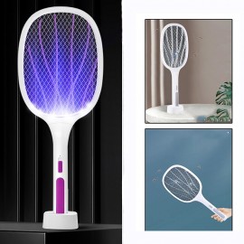 3000V Electric Flies Swatter Killer with UV Light USB Rechargeable LED Lamp Summer Mosquito Trap Racket Anti Insect Bug Zapper
