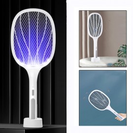 3000V Electric Flies Swatter Killer with UV Light USB Rechargeable LED Lamp Summer Mosquito Trap Racket Anti Insect Bug Zapper
