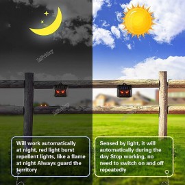 Solar Animal Repeller 120 degree Predator Lights Deterrent for Coyote Fox Raccoon Deer Repellent Devices Outdoor Animal Repeller
