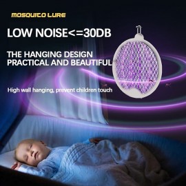 2-in-1 Electric Insect Racket Swatter Zapper USB Rechargeable Summer Mosquito Swatter Fly Bug Zapper Killer Trap
