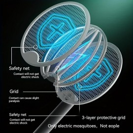 2-in-1 Electric Insect Racket Swatter Zapper USB Rechargeable Summer Mosquito Swatter Fly Bug Zapper Killer Trap
