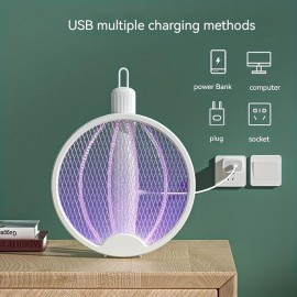 2-in-1 Electric Insect Racket Swatter Zapper USB Rechargeable Summer Mosquito Swatter Fly Bug Zapper Killer Trap
