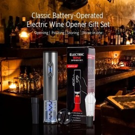 Electric Wine Bottle Opener Set with Foil Cutter Aerator and Vacuum Preserver - Effortlessly Open and Preserve Your Favorite Wines
