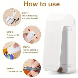1pc Portable Bag Heat Sealer Plastic Package Storage Bag Snack Sealer Clip Mini Sealing Machine Handy Sticker Seal For Food Snack Gadgets Without Battery
