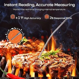 Meat Thermometer Digital Meat Thermometer With Large Touchscreen LCD With Long Probe Kitchen Timer Grill Thermometer Cooking Food Meat Thermometer Instant Read For Smoker Kitchen BBQ Oven
