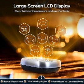 Meat Thermometer Digital Meat Thermometer With Large Touchscreen LCD With Long Probe Kitchen Timer Grill Thermometer Cooking Food Meat Thermometer Instant Read For Smoker Kitchen BBQ Oven
