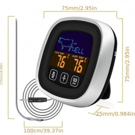 Meat Thermometer Digital Meat Thermometer With Large Touchscreen LCD With Long Probe Kitchen Timer Grill Thermometer Cooking Food Meat Thermometer Instant Read For Smoker Kitchen BBQ Oven
