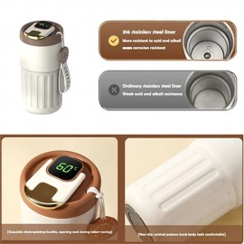 450ml Seamless Liner Stainless Steel Coffee Mug Smart LED Temperature Display Thermos Portable Leakproof Insulation Cup