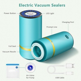 Vacuum Food Sealer with Reusable Sous Vide Bags Sealing Packing System USB Rechargeable Electric Vacuum Seal Machine for Various Food Preservation

