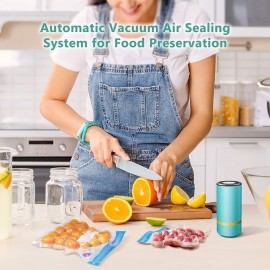 Vacuum Food Sealer with Reusable Sous Vide Bags Sealing Packing System USB Rechargeable Electric Vacuum Seal Machine for Various Food Preservation
