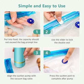 Vacuum Food Sealer with Reusable Sous Vide Bags Sealing Packing System USB Rechargeable Electric Vacuum Seal Machine for Various Food Preservation
