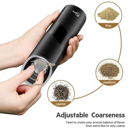 Gravity Electric Pepper Grinder Set Automatic Salt and Pepper Mill Adjustable Coarseness Battery Powered with LED Light One Hand Operation Stainless Steel
