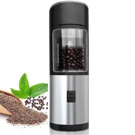 Gravity Electric Pepper Grinder Set Automatic Salt and Pepper Mill Adjustable Coarseness Battery Powered with LED Light One Hand Operation Stainless Steel
