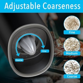 Gravity Electric Pepper Grinder Set Automatic Salt and Pepper Mill Adjustable Coarseness Battery Powered with LED Light One Hand Operation Stainless Steel
