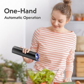 Gravity Electric Pepper Grinder Set Automatic Salt and Pepper Mill Adjustable Coarseness Battery Powered with LED Light One Hand Operation Stainless Steel
