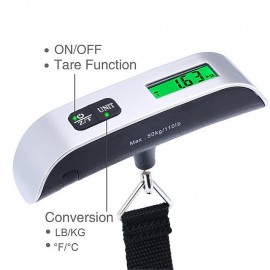 Portable LCD Digital Luggage Weight Scales Hanging Suitcase Baggage Travel Scale with Belt for Electronic Weight Tool 50kg/110lb
