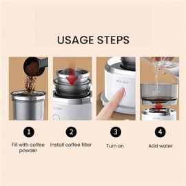 Portable Hand Brewing Coffee Machine Outdoor Mini Automatic Dripper Coffee Maker Pot Travel Extraction Coffee Brewer Grinder
