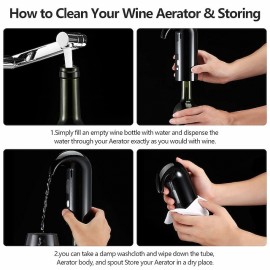 Electric Wine Aerator Pourer Wine Decanter Pump Dispenser Set Stopper Multi-Smart Automatic Filter Wine Dispenser Premium Aerating Pourer and Decanter Spout
