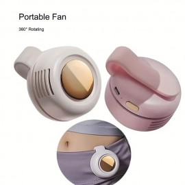 1pc Usb Halter Neck Fan Portable Mute Mini Bladeless Electric Fan Adjustable 3-speed Hanging Waist Fan Rotating Body Fan For Outdoor Working Camping Hiking
