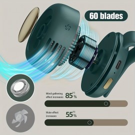 1pc Usb Halter Neck Fan Portable Mute Mini Bladeless Electric Fan Adjustable 3-speed Hanging Waist Fan Rotating Body Fan For Outdoor Working Camping Hiking
