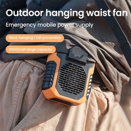 6000mA Portable Waist Fan Rechargeable Hanging Neck Fan Air Conditioning Cooling for Outdoor Sports Electric Exhaust Fan
