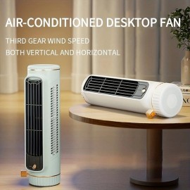 Cool Down with This Air-Conditioned USB Desktop Fan - Multi-Functional Vertical & Horizontal Dual-Use!
