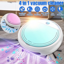 4 IN 1 Function Strong Suction  New Smart Sweeping Robot Automatic Vacuum Cleaner Powerful Dust Catcher with UV Sterilization Function for Home Office Floor Garbage & Dirt Cleaning
