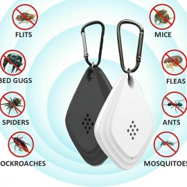 Portable Mosquito Repeller Ultrasonic Flea Tick Pest Anti-Mosquito with Hook Insect Pest Repeller for Pets and Dog Outdoor Garden with USB Recharge
