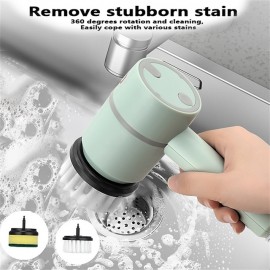 Electric Spin Scrubber Electric Cleaning Brush Cordless Power Scrubber with 2 Replaceable Brush Heads Handheld Kitchenware Brush Spinning Scrub Brush For Home Kitchen Pots Dishes
