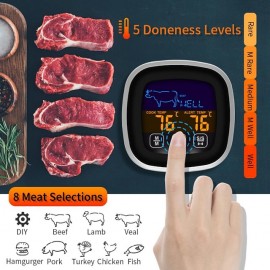 Meat Thermometer Digital Meat Thermometer With Large Touchscreen LCD With Long Probe Kitchen Timer Grill Thermometer Cooking Food Meat Thermometer Instant Read For Smoker Kitchen BBQ Oven
